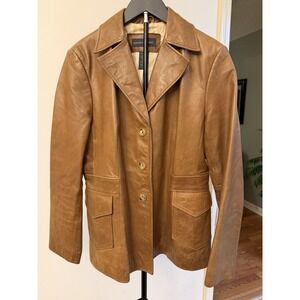 Banana Republic Nubuck Leather Blazer Women's  Brown Jacket Lined Y2K Size L